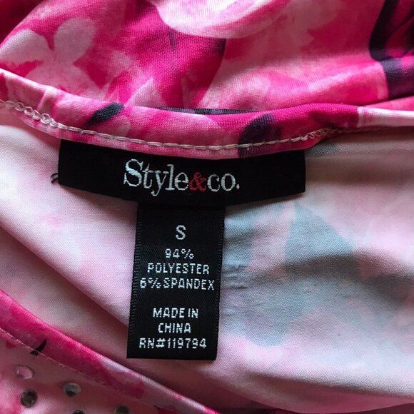 Style & Co. Pink Floral Soft Stretchy Tunic Top Size SMALL - Picture 7 of 7